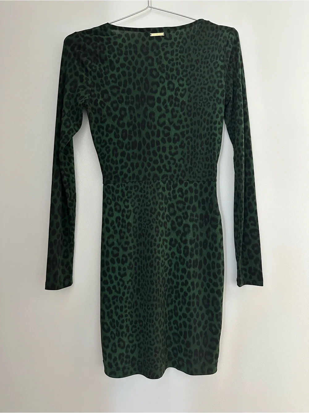 Michael Kors Green Leopard Print Wrap Mini Dress XXS